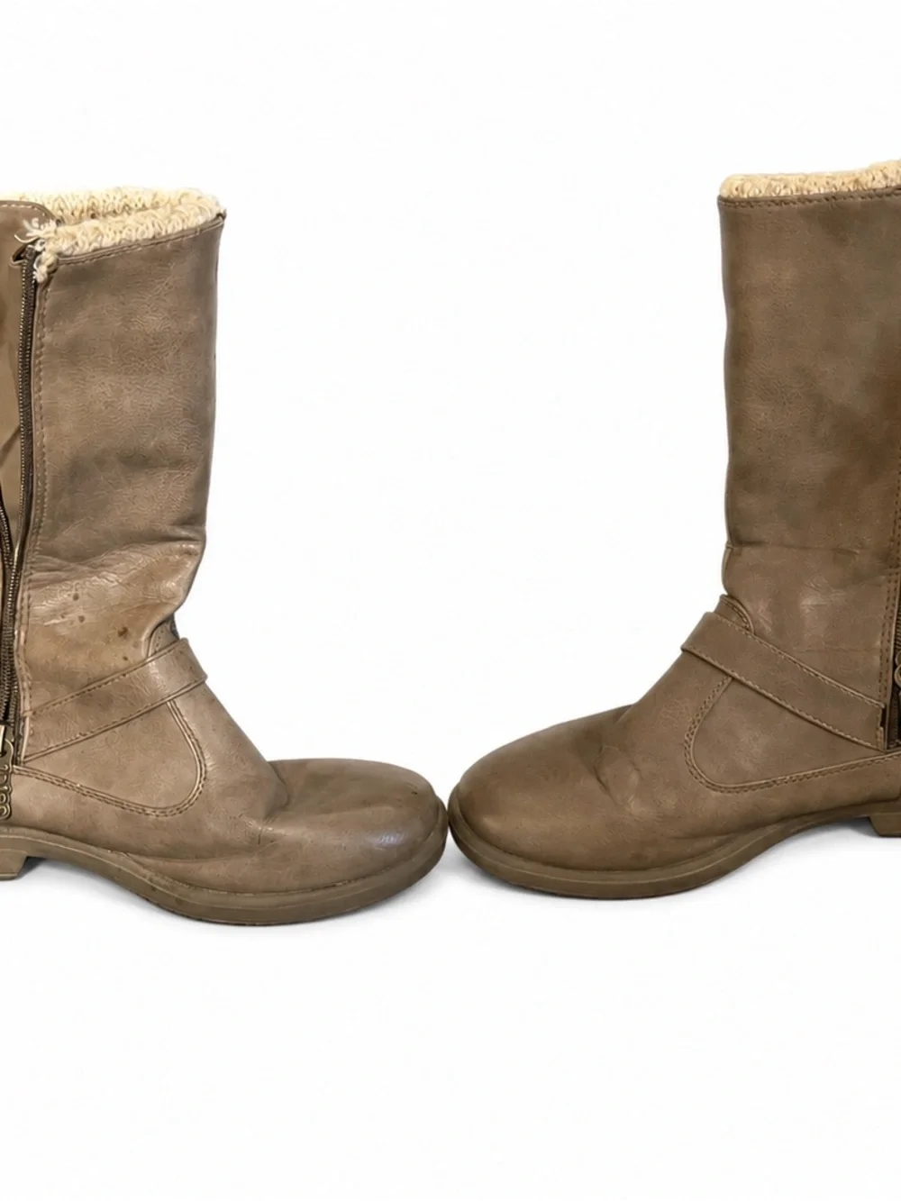 Totes Maggie Stone Taupe Sherpa-Lined Mid-Calf Boots | Size 9